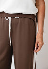 Malissa J One Size Side Stripe Wide Leg Joggers, Brown