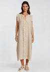 Malissa J Linen Fringed Trim Midi Maxi Dress, Beige