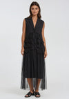 Malissa J One Size Mesh Ruffle Trim Blazer, Black
