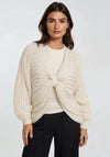 Malissa J One Size Bow Chunky Knit Poncho Jumper, Cream