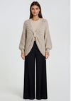 Malissa J One Size Bow Chunky Knit Poncho Jumper, Stone Beige