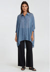 Malissa j One Size Semi Sheer Dipped Hem Shirt, Blue Denim