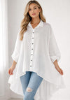 Malissa j One Size Semi Sheer Dipped Hem Shirt, White