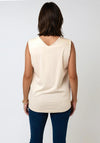 Malissa J One Size Material Mix Drawstring Top, Oyster
