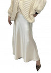 Malissa J One Size Satin Aline Midi Skirt, Cream
