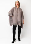 Malissa J One Size Knit Poncho & Scarf, Stone Grey