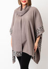 Malissa J One Size Knit Poncho & Scarf, Stone Grey