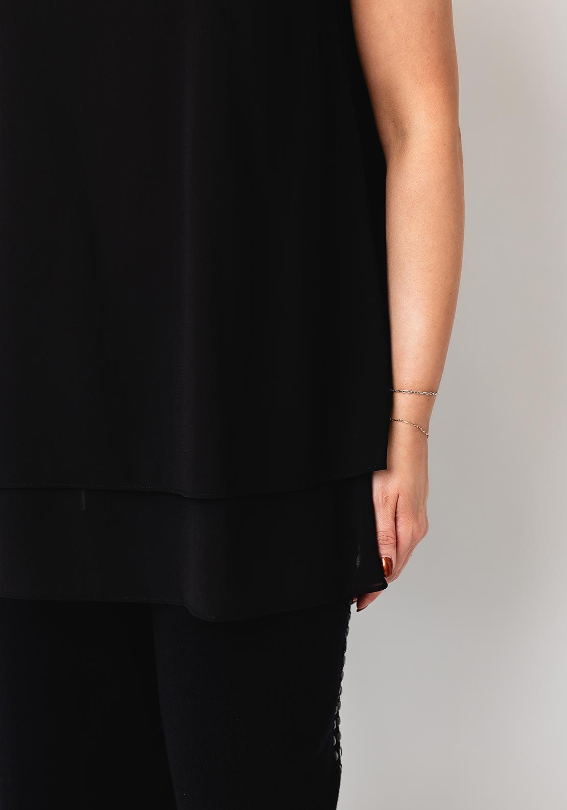Malissa J One Size Layered Chiffon Top, Black
