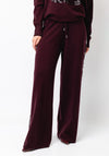 Malissa J One Size Embellished Trim Wide Leg Trousers, Wine