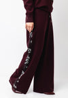 Malissa J One Size Embellished Trim Wide Leg Trousers, Wine