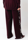 Malissa J One Size Embellished Trim Wide Leg Trousers, Wine