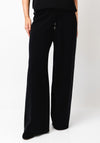 Malissa J One Size Stud Trim Knit Wide Leg Trousers, Black