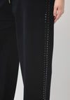 Malissa J One Size Stud Trim Knit Wide Leg Trousers, Black