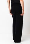 Malissa J One Size Stud Trim Knit Wide Leg Trousers, Black