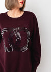 Malissa J One Size Embellished Jumper, Wine