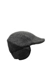 Serafina Men’s Flat Cap with Foldaway Ear Flaps, Grey & Black