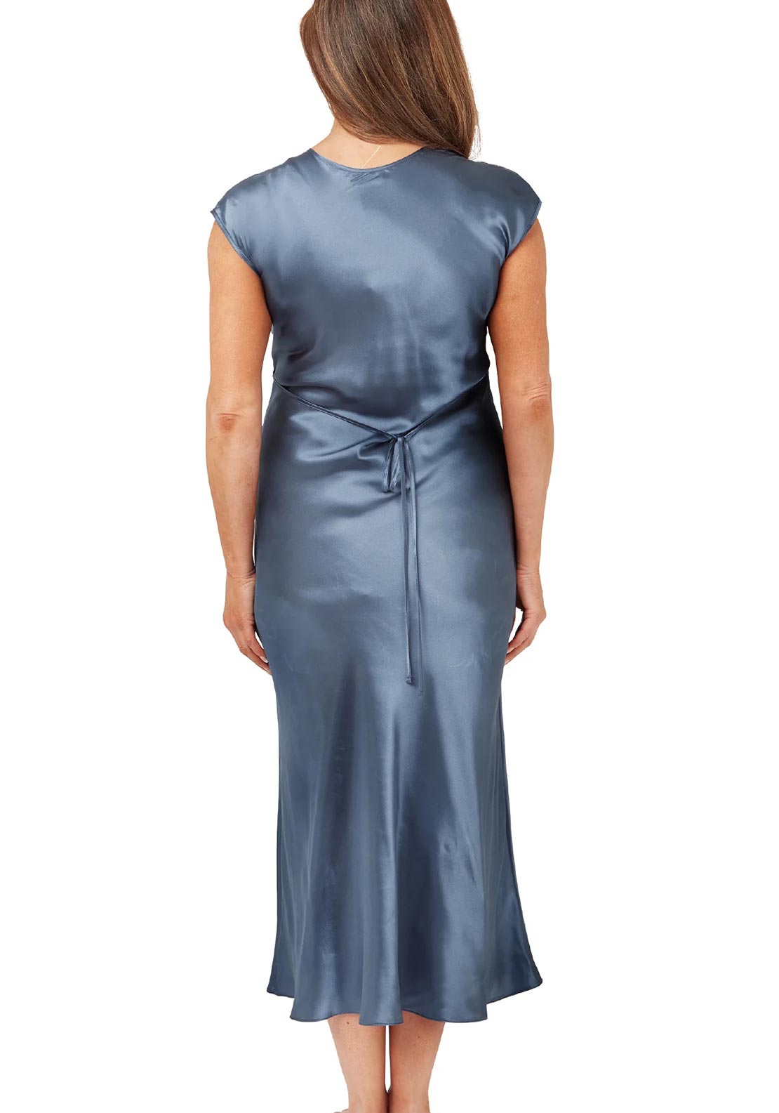Marlon Marcelle Satin Lace Nightdress, Deep Ash