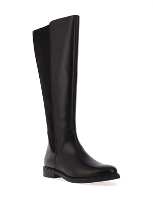 Marco Tozzi Mixed Leather Knee High Flat Boots, Black
