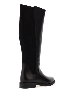 Marco Tozzi Mixed Leather Knee High Flat Boots, Black