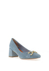 Marco Tozzi Faux Suede Slip On Heeled Shoes, Denim