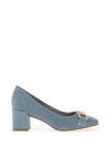 Marco Tozzi Faux Suede Slip On Heeled Shoes, Denim