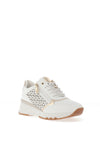 Marco Tozzi Faux Leather Glittered Trainers, White & Gold