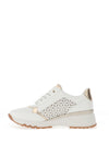 Marco Tozzi Faux Leather Glittered Trainers, White & Gold