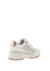 Marco Tozzi Faux Leather Glittered Trainers, White & Gold