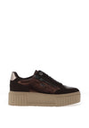 Marco Tozzi Metallic Mixed Fabric Platform Trainers, Brown