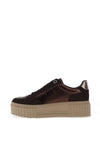 Marco Tozzi Metallic Mixed Fabric Platform Trainers, Brown