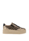 Marco Tozzi Metallic Mixed Fabric Platform Trainers, Beige Leopard