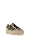 Marco Tozzi Metallic Mixed Fabric Platform Trainers, Beige Leopard