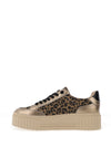 Marco Tozzi Metallic Mixed Fabric Platform Trainers, Beige Leopard