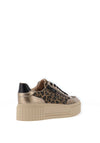 Marco Tozzi Metallic Mixed Fabric Platform Trainers, Beige Leopard