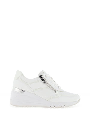 Marco Tozzi Zip Detail Wedge Trainers, White
