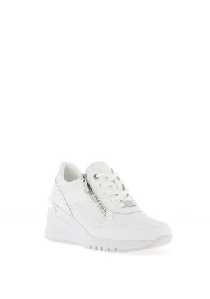 Marco Tozzi Zip Detail Wedge Trainers, White