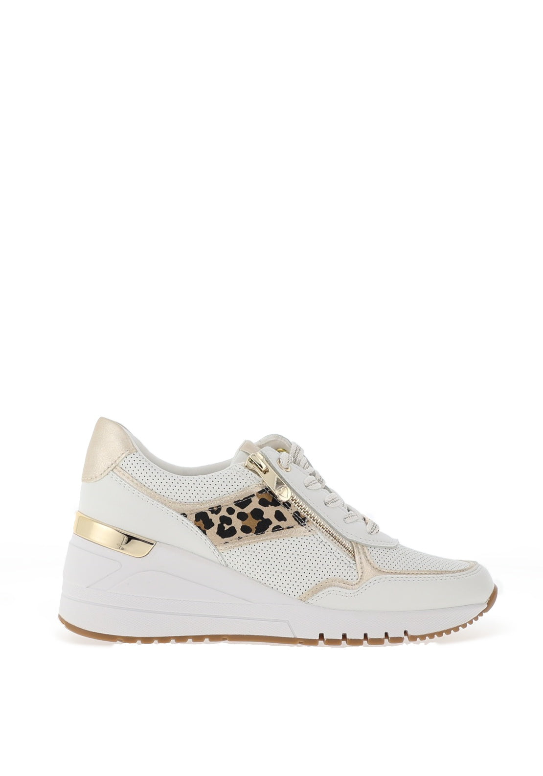 Marco Tozzi Zip Detail Wedge Trainers, White & Dune