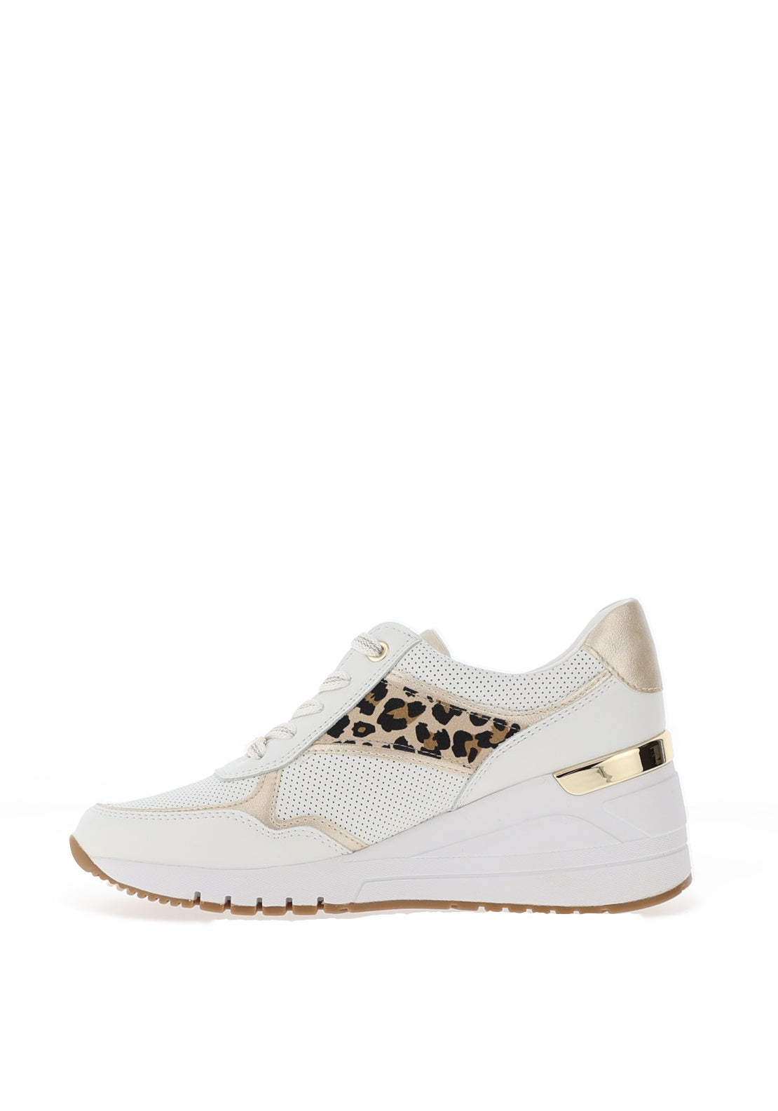 Marco Tozzi Zip Detail Wedge Trainers, White & Dune