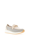Marco Tozzi Mesh Panel Chrome Link Loafers, Cream & Gold
