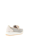 Marco Tozzi Mesh Panel Chrome Link Loafers, Cream & Gold