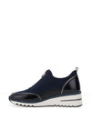 Marco Tozzi Front Zip Wedge Trainers, Navy