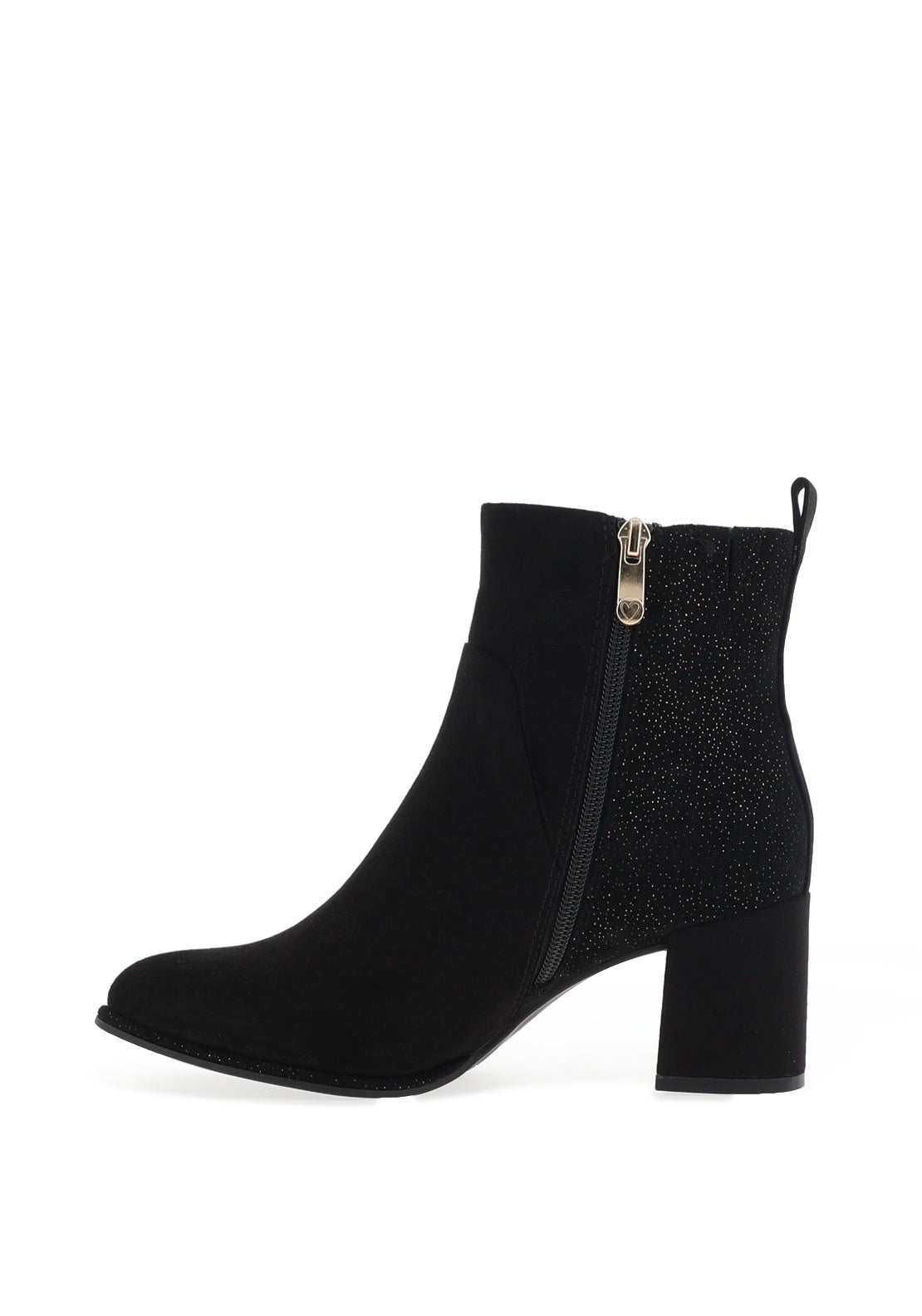 Marco Tozzi Gold Sparkle Block Heel Ankle Boots, Black
