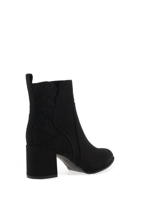 Marco Tozzi Gold Sparkle Block Heel Ankle Boots, Black