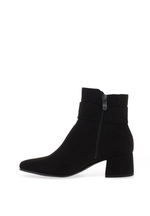 Marco Tozzi Buckle Detailed Low Block Heeled Boots, Black