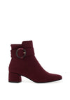 Marco Tozzi Buckle Detailed Low Block Heeled Boots, Wine