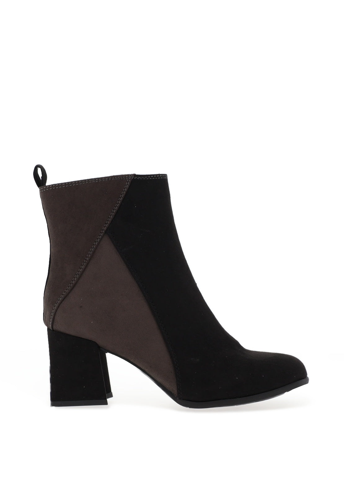 Marco Tozzi Faux Suede Colour Block Heeled Ankle Boots, Grey