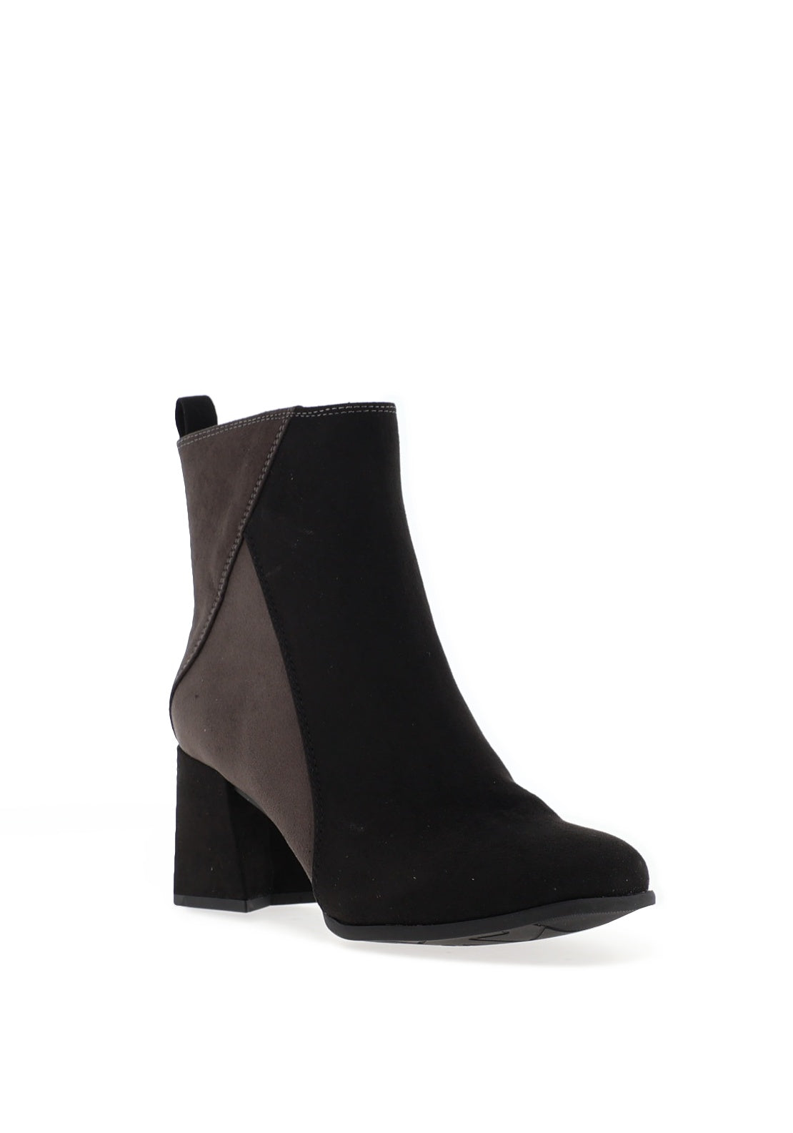 Marco Tozzi Faux Suede Colour Block Heeled Ankle Boots, Grey