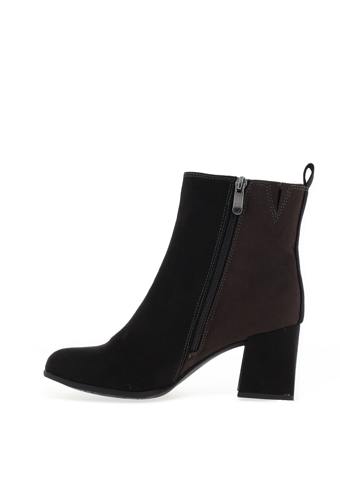 Marco Tozzi Faux Suede Colour Block Heeled Ankle Boots, Grey