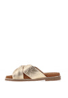 Marco Tozzi Leather Criss Cross Mules, Gold