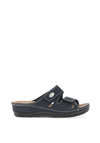 Marco Tozzi Leather Stitch Detail Mule Sandals, Navy